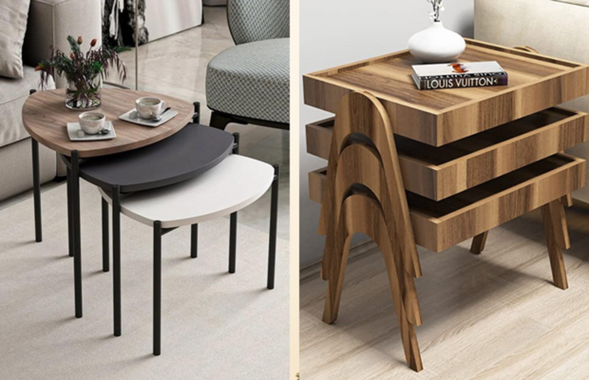 Salonunuzun havasını değiştirecek farklı ve kullanışlı zigon sehpa modelleri