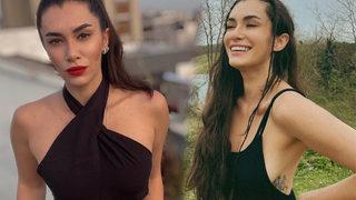 Hande Doğandemir’den sosyal medyayı sallayan pozlar! Yorganı vücuduna sarıp denizin kenarına oturdu