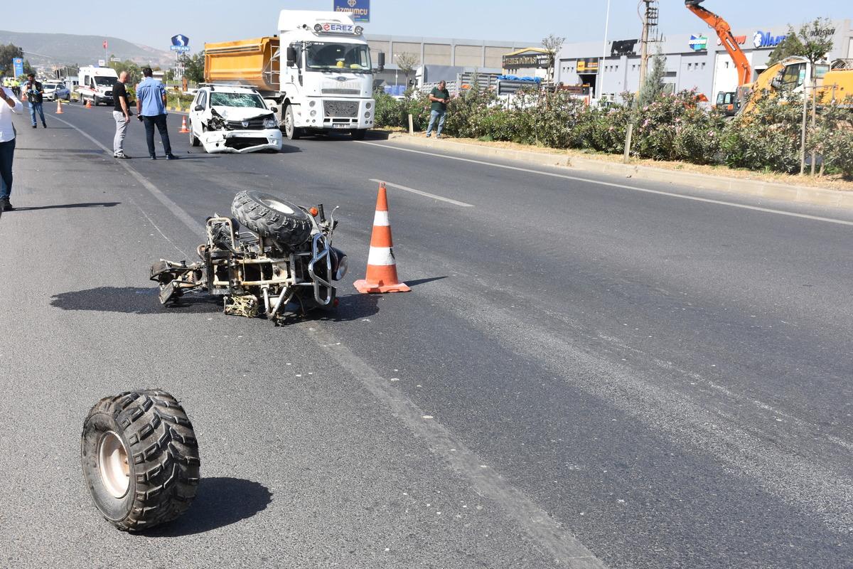 İzmir'de otomobille &ccedil;arpışan ATV'nin s&uuml;r&uuml;c&uuml;s&uuml; yaşamını yitirdi
