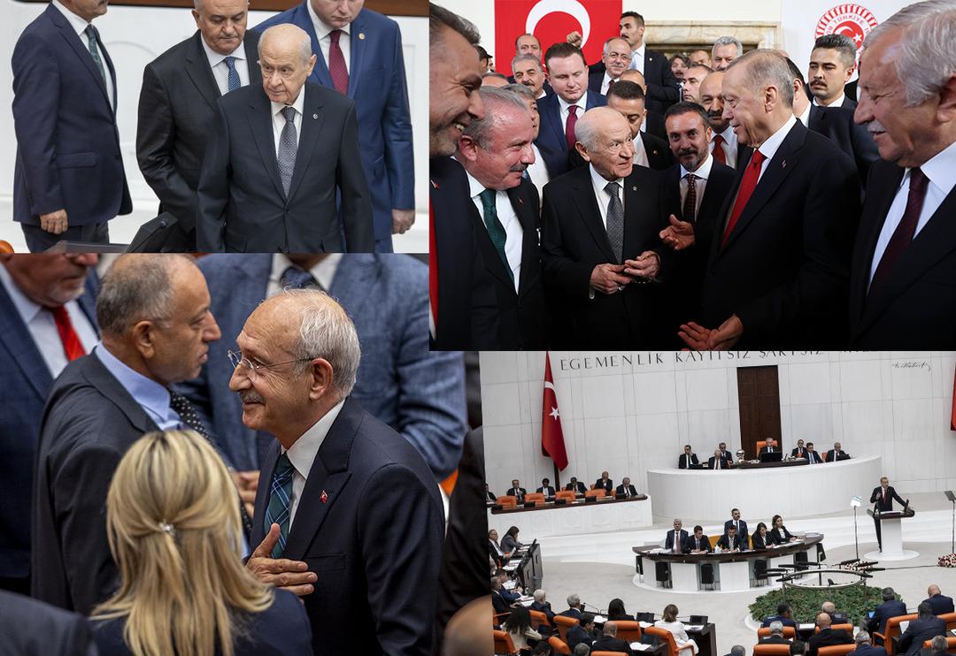 TBMM'de yeni yıl b&ouml;yle başladı! Dikkat &ccedil;eken anlar kameralara yansıdı: Erdoğan ile Bah&ccedil;eli...