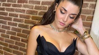 Hande Erçel dergi için poz verdi! Derin göğüs dekoltesi olay oldu