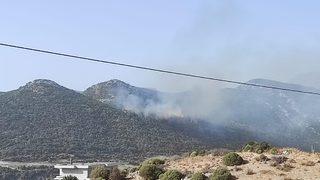 Kaş'ta makilik alandan çıkan yangına müdahale ediliyor