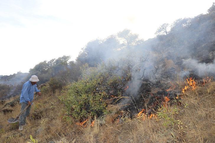 Bayburt'ta dağlık alanda çıkan örtü yangınına müdahale ediliyor G4