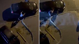 Otomobiline binmek isteyen kadını sokakta sürükledi! Korku dolu anlar kamerada