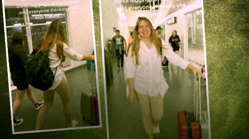 Havaalanındaki kıyafet seçimi gündem yarattı! Çıplak zannedildi ama gerçek bambaşka çıktı