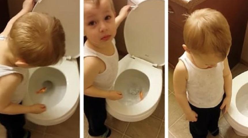 K&uuml;&ccedil;&uuml;k &ccedil;ocuğun balığı i&ccedil;in yaptığı h&uuml;z&uuml;n dolu cenaze t&ouml;reni