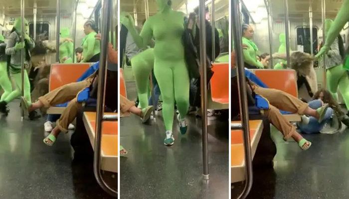 'Yeşil cin çetesi'! Garip kostümleriyle metroda dehşet saçtılar