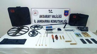 Aksaray'da kaçak kazı yapan 4 şüpheli suçüstü yakalandı