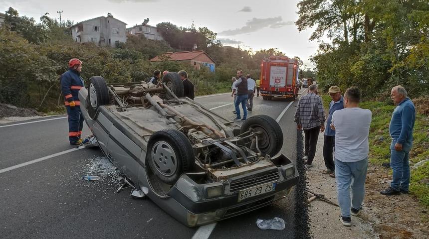 Ordu'da takla atan otomobildeki 3 kişi yaralandı