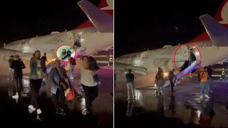 THY uçağının iniş sonrası lastiği patladı! Korku dolu anlar kameralara böyle yansıdı...