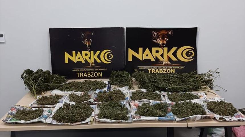 Trabzon'da evin odalarında kurutulmaya bırakılmış 4,5 kilogram esrar ele geçirildi