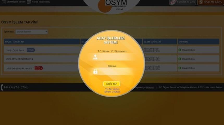 &Ouml;SYS tercihleri &Ouml;SYM AİS'ten yapılıyor