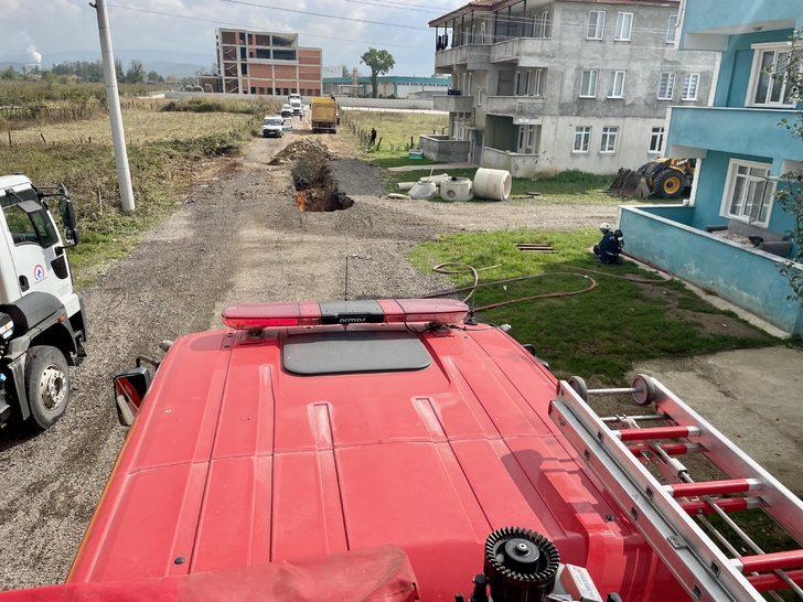 Düzce'de doğal gaz hattında parlama sonucu yangın çıktı G4