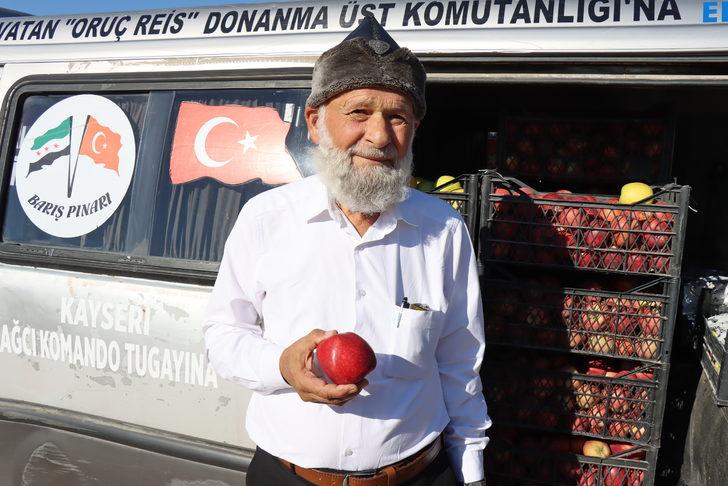"Elmacı Dede" Kilis'teki askerlere Denizli'den 70 kasa elma getirdi G2