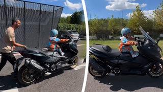 Kenan Sofuoğlu 3 yaşındaki oğlu Zayn Sofuoğlu’nu tek başına motora bindirdi! Tepki çeken görüntüler