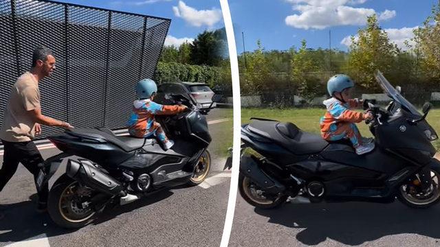 Kenan Sofuoğlu 3 yaşındaki oğlu Zayn Sofuoğlu’nu tek başına motora bindirdi! Tepki çeken görüntüler