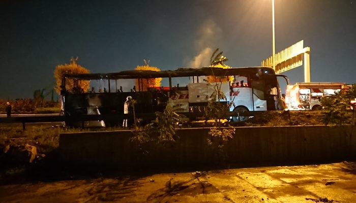 Ankara'da yolcu otobüsü alev alev yandı! Yolcular son anda tahliye edildi...