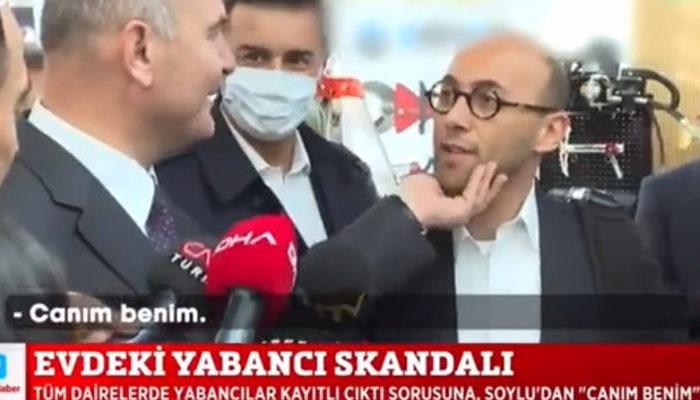 İçişleri Bakanı Süleyman Soylu 'evdeki yabancılar' sorusuna yanıtı gündem oldu! Muhabirin çenesini okşayıp gülerek 'canım benim' dedi