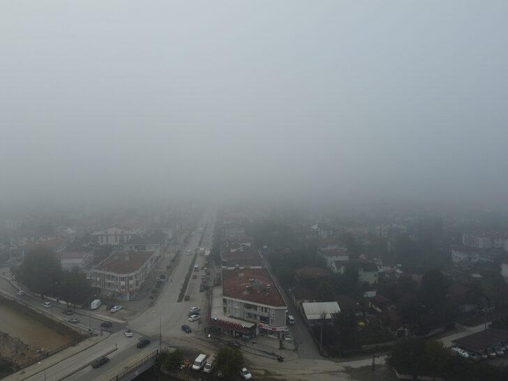 Düzce Ovası'nda sis dron ile görüntülendi G1