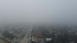 Düzce Ovası'nda sis dron ile görüntülendi