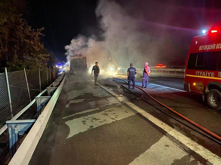 Adana'da otoyolda alev alan tırda başlayan yangın ormanlık alana sıçradı G3