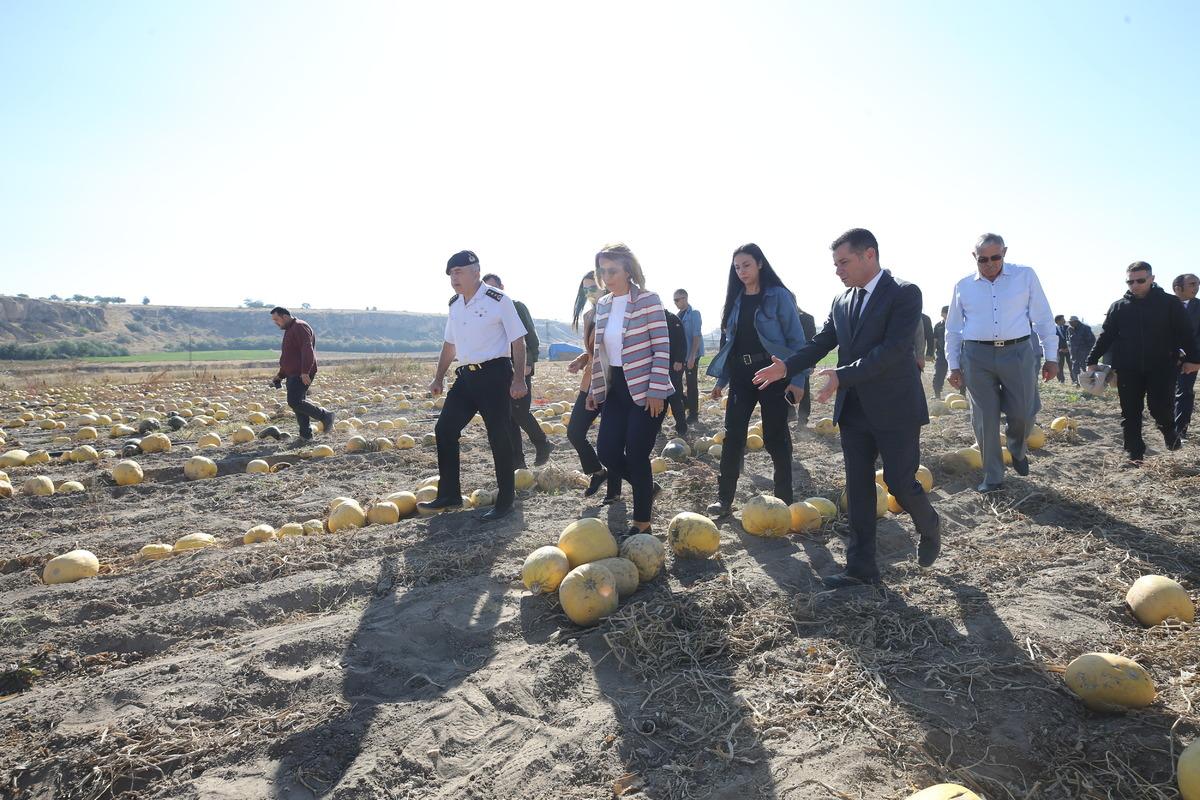 Nevşehir Valisi Becel, kadınlarla kabak &ccedil;ekirdeği ayıkladı