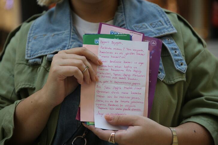 Sağlık meslek lisesi öğrencileri "pembe mektup"larla meme kanserine dikkati çekiyor G3