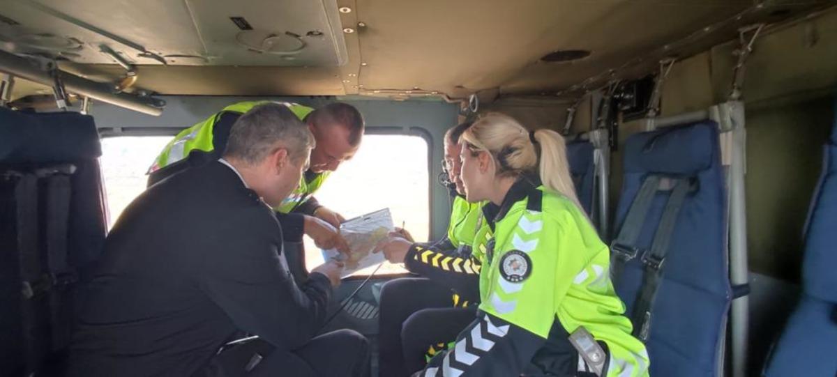 Kayseri'de jandarma helikopter destekli trafik denetimi yaptı