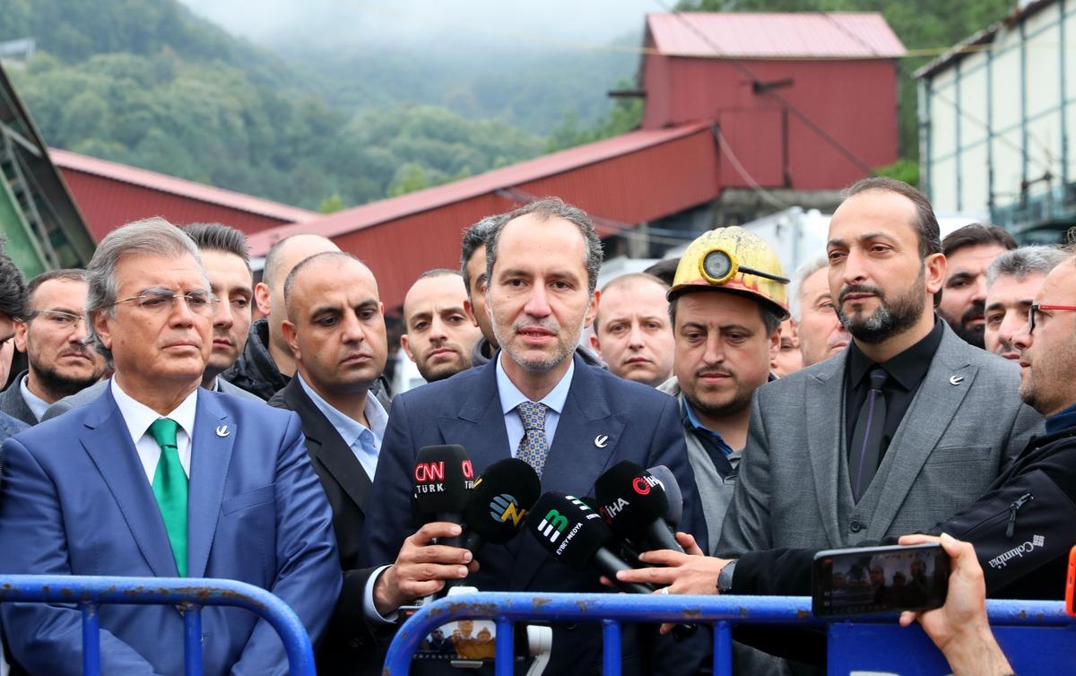 Yeniden Refah Partisi Genel Başkanı Erbakan, Amasra'daki maden ocağında incelemelerde bulundu