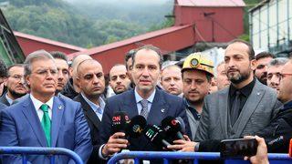 Yeniden Refah Partisi Genel Başkanı Erbakan, Amasra'daki maden ocağında incelemelerde bulundu