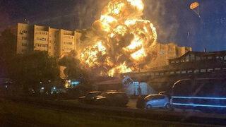 Görüntüler Rusya'dan: Savaş uçağı yerleşim bölgesine düştü!