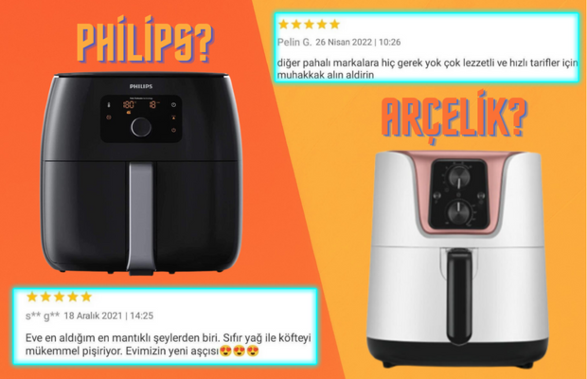 Sağlamlığıyla ünlü iki marka Philips ve Arçelik airfryer karşılaştırması