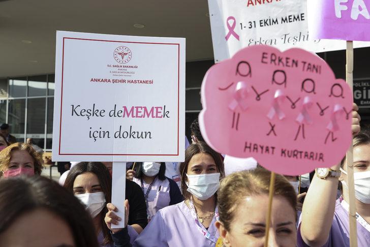 Ankara Şehir Hastanesi doktorları, "meme kanseri farkındalığı" için yürüdü G4