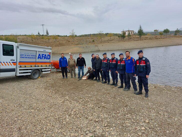 Konya'da sulama göletine düşen pelikan, AFAD ekiplerince kurtarıldı G4