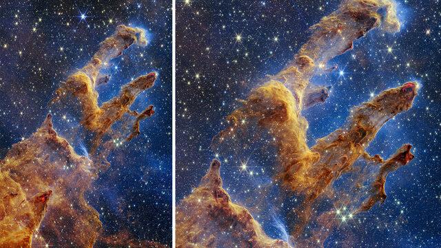 James Webb Uzay Teleskobu herkesi büyülemeye devam ediyor! Bu kez Yaratılış Sütunlarını görüntüledi