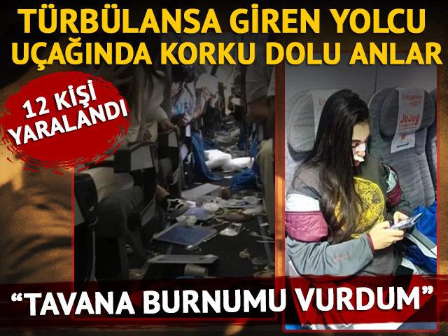 U&ccedil;akta korku dolu anlar! Yolcular kanlar i&ccedil;inde kaldı