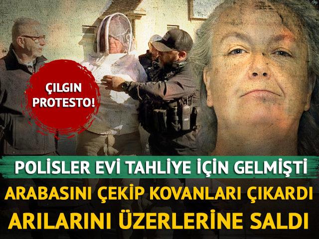 Polisler evi tahliye etmek isteyince arılarını &uuml;zerlerine saldı!