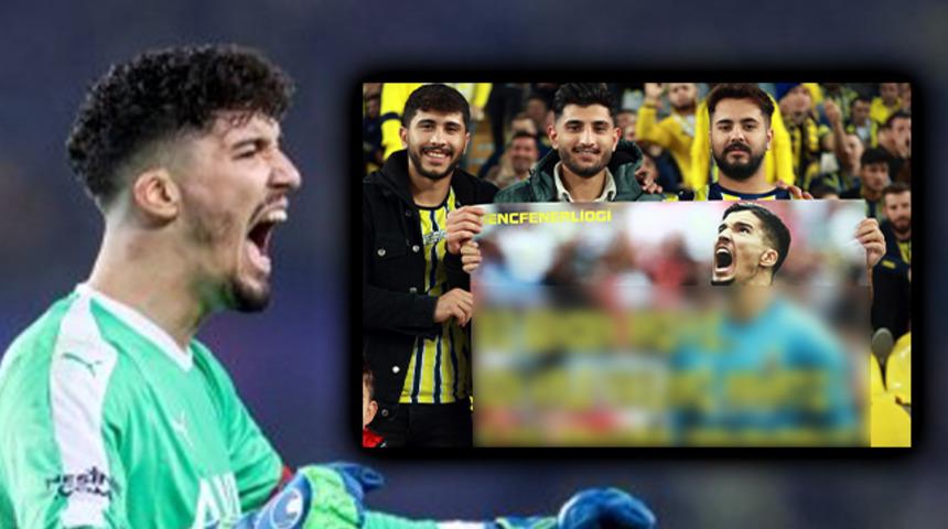 Fenerbahçe - Başakşehir maçı öncesinde o an: Altay Bayındır ve tribünde açılan pankart...
