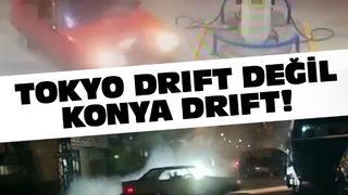 Tokyo drift değil, Konya drift! Akaryakıt istasyonuna bile girdiler, faciaya davetiye çıkardılar