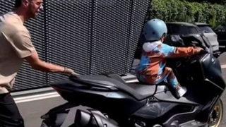 Kenan Sofuoğlu 3 yaşındaki oğlunun yeni videosunu paylaştı! Kocaman motora bindi