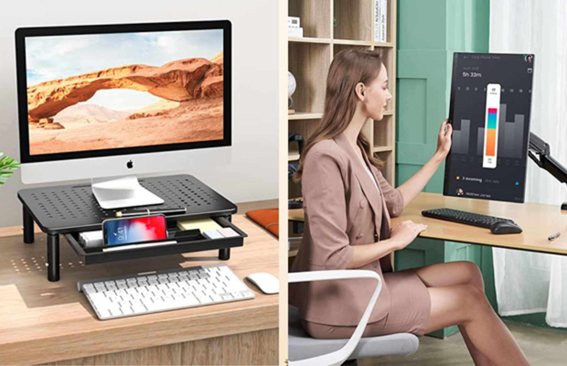 Zamanının büyük kısmını bilgisayar başında geçirenler için çok amaçlı monitör stantları