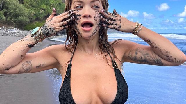 Rita Ora transparan elbisesiyle Instagram'ı salladı! Beyaz tangasını gizlemedi