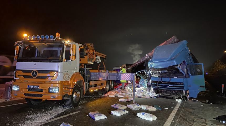 Sakarya'da kamyona &ccedil;arparak devrilen tırdaki 1 kişi &ouml;ld&uuml;, 1 kişi yaralandı