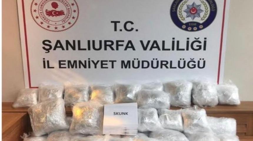 Şanlıurfa'da 20 kilogram skunk ile 800 gram esrar ele geçirildi