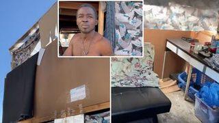 Kaldırımın ortasına kartonlardan iki katlı ev inşa eden adamın mülkü yıkıldı! “Kamp yasalarını ihlal ediyor”