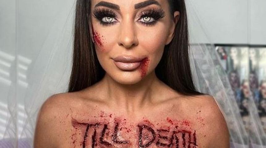 Nişanına ölü gelin olarak katıldı! Göğüslerinin üzerine kanla ''Ölene kadar...'' yazdı