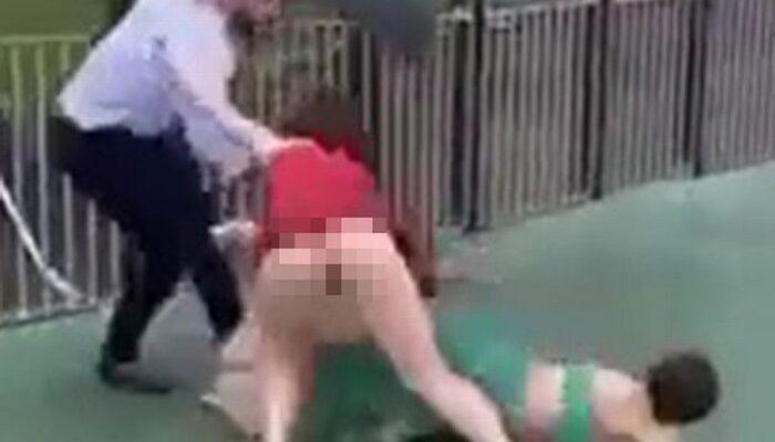 Saç saça baş başa kavga ettiler! Tekmeler, yumruklar...