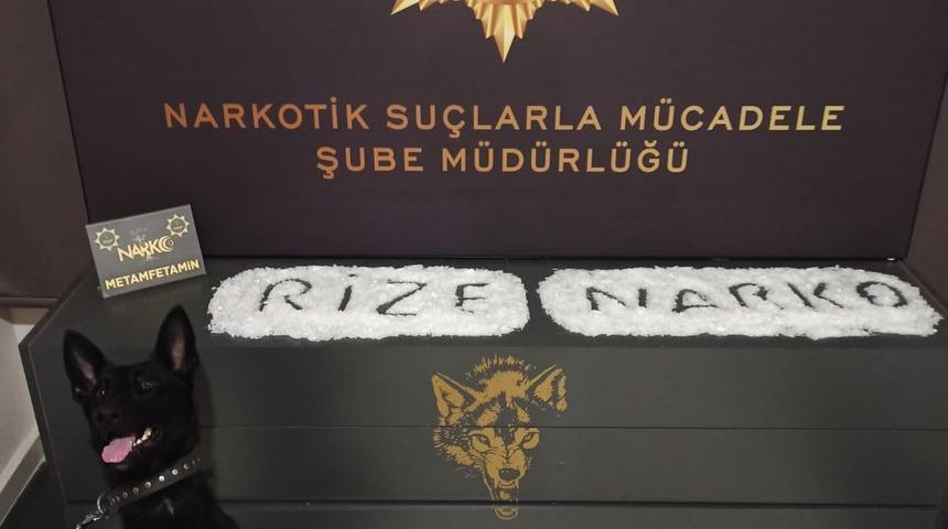 Rize'de 1,7 kilogram metamfetamin ile yakalanan zanlı tutuklandı