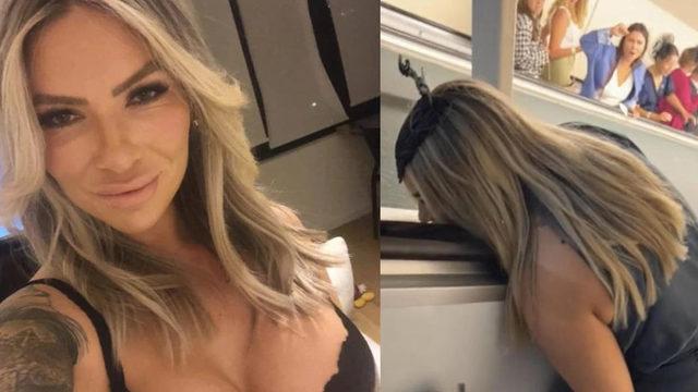 TikTok fenomeninden mide bulandıran hareket! Jamie-lee McCabe yürüyen merdivenleri yaladı, tepkilere aldırmadı