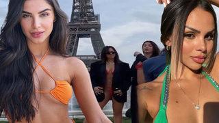 Sosyal medyada fenomenleri Gabriela Versiani ve Gabily, Eyfel Kulesi’nin önünde bikinili poz verdi! Polis duruma müdahale etti